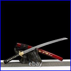 30Red Plum Blossom Katana Clay Tempered T10 SteelJapanese Samurai Sharp Sword
