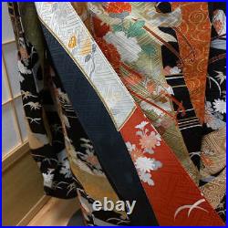 9171# Japanese Vintage Kimono Obi Obijime Obiage 4-Piece Set Pure Silk Robe Red