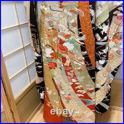 9171# Japanese Vintage Kimono Obi Obijime Obiage 4-Piece Set Pure Silk Robe Red