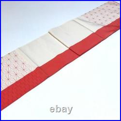 9552# Japanese Vintage Nagoya Obi Belt Kimono Fabric Pure Silk Red White