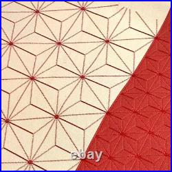 9552# Japanese Vintage Nagoya Obi Belt Kimono Fabric Pure Silk Red White