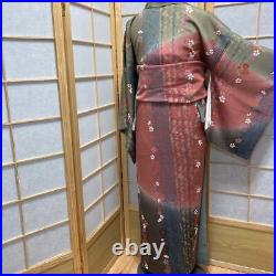 9665# Japanese Kimono Vintage Womens Silk Fabric Robe Kimono only sold Green Red