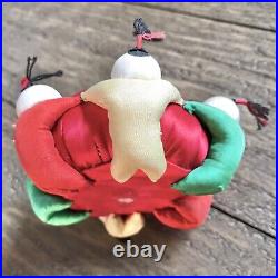 ANTIQUE Chinese Japanese Ornament PIN CUSHION Red Green Collectible Silk Decor