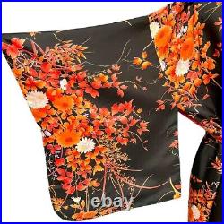 Beautiful Vintage 100% Silk Kimono Floral Belted Made in Japan Coral