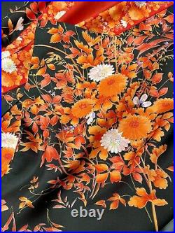 Beautiful Vintage 100% Silk Kimono Floral Belted Made in Japan Coral