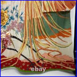 Furisode Color Uchikake VINTAGE Japanese Kimono Silk red classic 1506