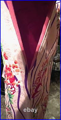 Handmade Silk Floral Kimono Pinks Reds Purple size S/M Japan Traditional