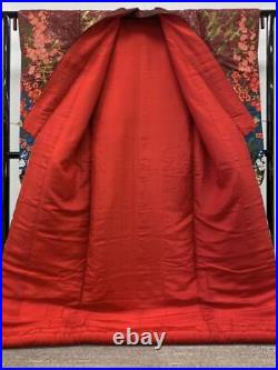 Iro uchikake KIMONO pure silk bridal dress red plum pattern Japanese