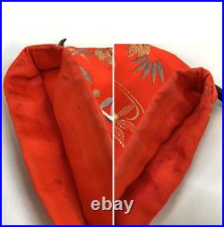 Iro-uchikake Kimono Pure Silk Red Gold Tsuru Crane Japanese Traditional Bridal