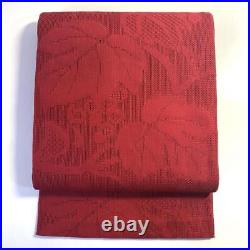 Japanese 1280 Nagoya Obi Silk Summer Garment Gauze Red Woven Pattern