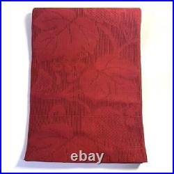 Japanese 1280 Nagoya Obi Silk Summer Garment Gauze Red Woven Pattern