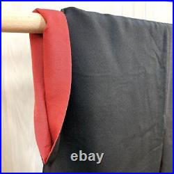 Japanese Black Background Antique Red Silk Pure