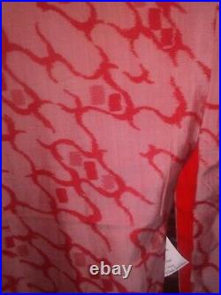 Japanese Kimono Dusty pink & red silk I'm at woven cotton & pink silk lining