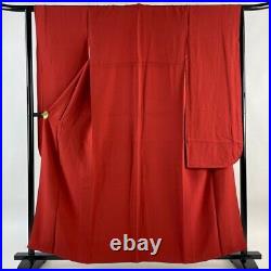 Japanese Kimono Furisode Pure Silk Awase Red Solid Color For Formal