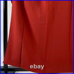 Japanese Kimono Furisode Pure Silk Awase Red Solid Color For Formal