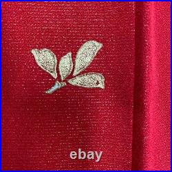 Japanese Kimono Furisode Pure Silk Butterfly Gold Paint Red Awase