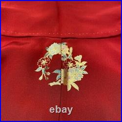 Japanese Kimono Furisode Pure Silk Frail Running Water Gradation Red