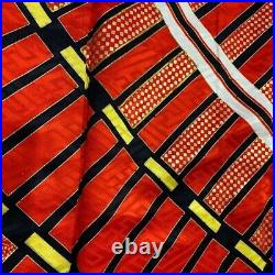 Japanese Kimono Furisode Pure Silk Geometric Pattern Gold Paint And Thread Red