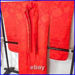 Japanese Kimono Nagajyuban Wedding Dress Bride Costum Arabesque Crimson 9443