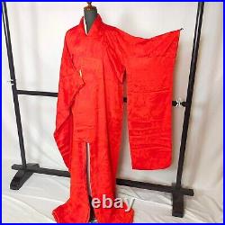 Japanese Kimono Nagajyuban Wedding Dress Bride Costum Arabesque Crimson 9443