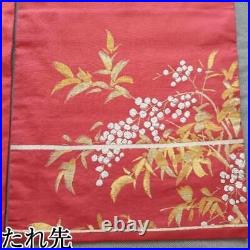 Japanese Kimono Obi Pure Silk Nagoya Obi Nanten Orange Red Gold Lucky Charm