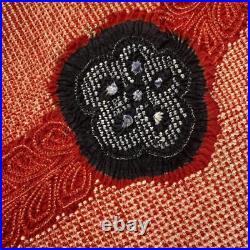 Japanese Kimono Red Shibori Obiage Obijime Furisode Pure Silk Set
