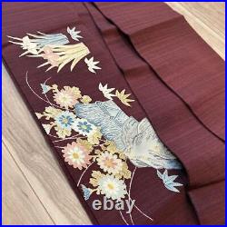 Japanese Kimono Retro Pure Silk Nagoya Obi Red Bean Color