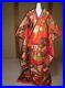 Japanese Kimono Silk Uchikake Vintage Gorgeous wedding Red Gold Flower
