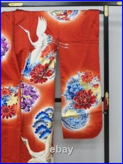 Japanese Kimono Uchikake Luxurious Wedding Pure Silk vermillion red japan