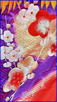 Japanese Kimono Uchikake /Red /Purple /Gold /Plum blossom/crane/Luxury