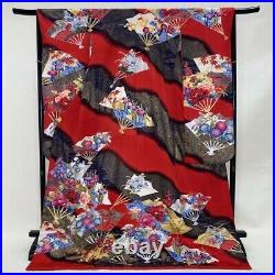 Japanese Kimono Uchikake Wedding Silk Japan Bridal Costume Black/Red F/S