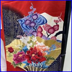 Japanese Kimono Uchikake Wedding Silk Japan Bridal Costume Black/Red F/S