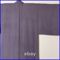 Japanese Light Purple Plain Color Red Silk Lining Kimono