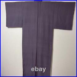 Japanese Light Purple Plain Color Red Silk Lining Kimono