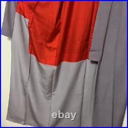 Japanese Light Purple Plain Color Red Silk Lining Kimono