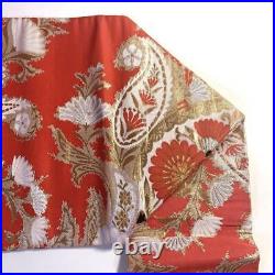 Japanese Nagoya Obi Silk Cat Red Black Gold White Silver Floral Kimono