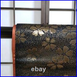 Japanese Pure Silk Complete Fukuro Obi Reversible Gold Floral Pattern Red Black