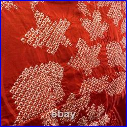 Japanese Pure Silk Long-Sleeved Kimono For Ceremony Antique With Red Em