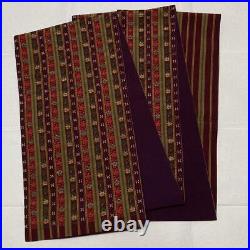 Japanese Red-Purple Striped Pattern Calico Autumn Leaves 9- -Piece Pure Silk