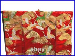 Japanese Silk Kimono Uchikake Vintage Gorgeous wedding Red Gold embroidery (u65)