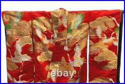 Japanese Silk Kimono Uchikake Vintage Gorgeous wedding Red Gold embroidery (u65)