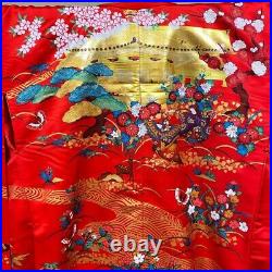 Japanese Silk Kimono Uchikake Vintage Gorgeous wedding Vibrant Yuzen pattern u28