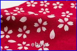 Japanese Silk Kimono Vintage Furisode Gold Snowflakes Cherry Blossoms Red 66