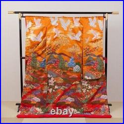 Japanese Silk Wedding Kimono Uchikake Grande Nation Dreamland Red Orange 74