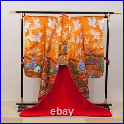 Japanese Silk Wedding Kimono Uchikake Grande Nation Dreamland Red Orange 74