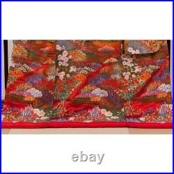 Japanese Silk Wedding Kimono Uchikake Grande Nation Dreamland Red Orange 74