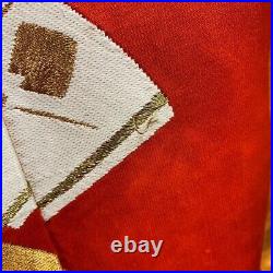 Japanese kimono Uchikake pure silk for Wedding vermilion-red gold sensu