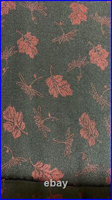 Kimono Antique, Pure Silk, Crepe Fabric, Black With Red Chrysanthemum And Leaf