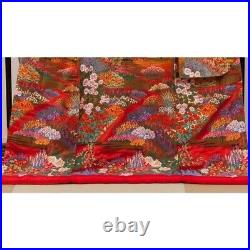 Kimono Iro Uchikake Vermilion red base red hem grandation pure silk bridal dress