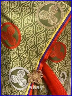 Kimono Iro Uchikake red-green Oak pattern pure silk From Japan JP